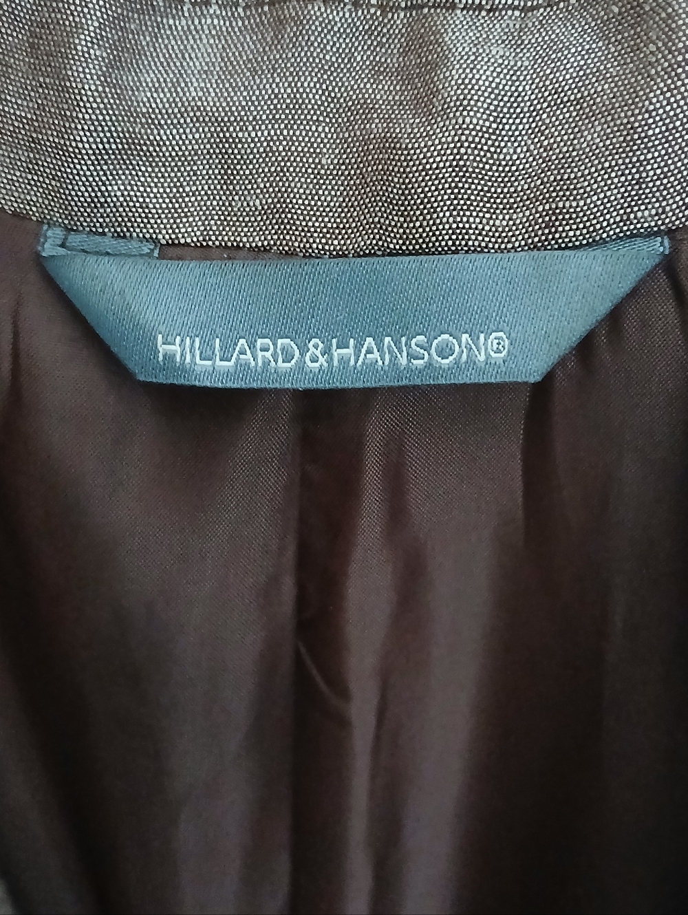 Hillard & Hanson Dark Brown Ramie Lunen Blend Blazer Jacket Size 16 XL - Picture 4 of 6
